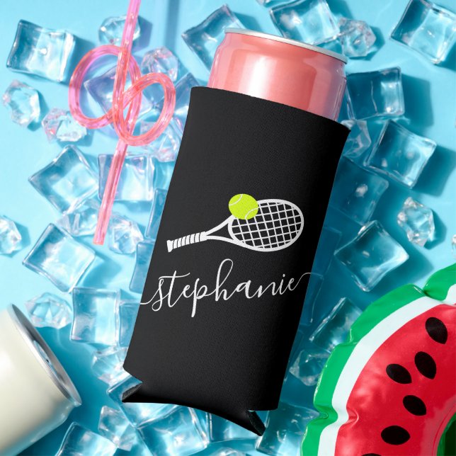 Tennis Player Custom Name Personalised Seltzer Can Cooler (In Situ Summer)