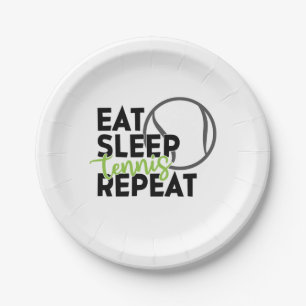 Tennis Player Eat Sleep Tennis Repeat Paper Plate