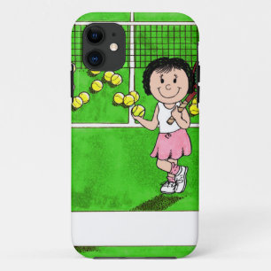 Tennis Player, Female - Personalised Cartoon Gift iPhone 11 Case