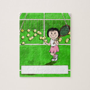 Tennis Player, Female - Personalised Cartoon Gift Jigsaw Puzzle