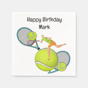 Tennis  player for birthday party napkin