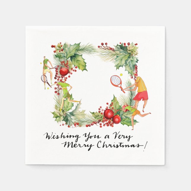 Tennis Player for Christmas Party  Napkin (Front)