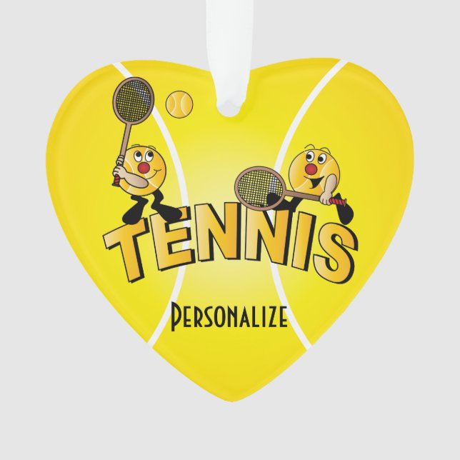 Tennis Player Fun Cartoon | DIY Name Ornament (Front)