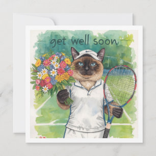 Tennis Player Get well Soon with flowers in hand Card