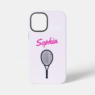 Tennis Player Gift Girls Custom Name Pink Black iPhone 12 Mini Case