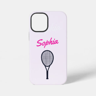 Tennis Player Gift Girls Custom Name Pink Black iPhone 12 Mini Case