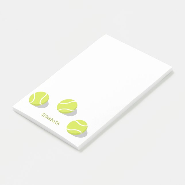tennis player gifts girls boys personalised post-it notes (Angled)