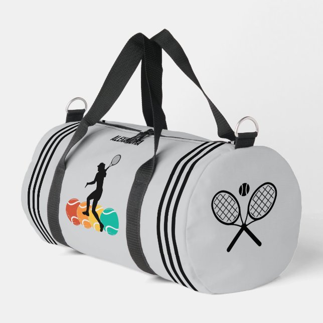 Tennis Player Girl, Birthday Gift, Team Duffle Bag (Left Corner)