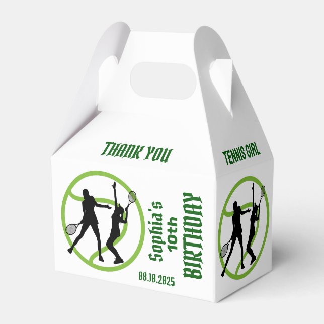 Tennis Player Girl, Birthday Girl Favour Box (Front Side)