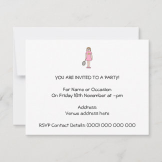 Tennis Player Girl. Invitation