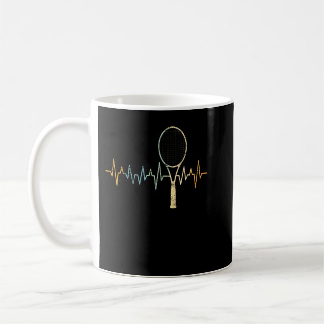 Tennis player heartbeat tennis coffee mug (Left)