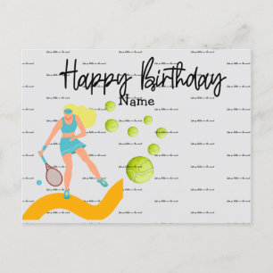 Tennis Player is playing Happy Birthday Postcard