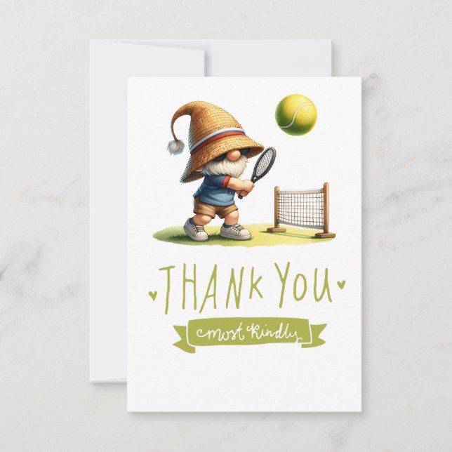 Tennis player is playing tennis thank you card (Front)
