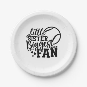 Tennis Player Little Sister Biggest Fan Tennis Paper Plate