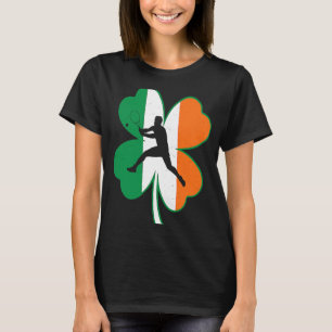 Tennis Player Lucky Shamrock Ireland Flag St Patri T-Shirt