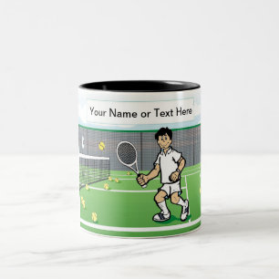 Tennis Player - Male Cartoon by PrintedPerfection Two-Tone Coffee Mug