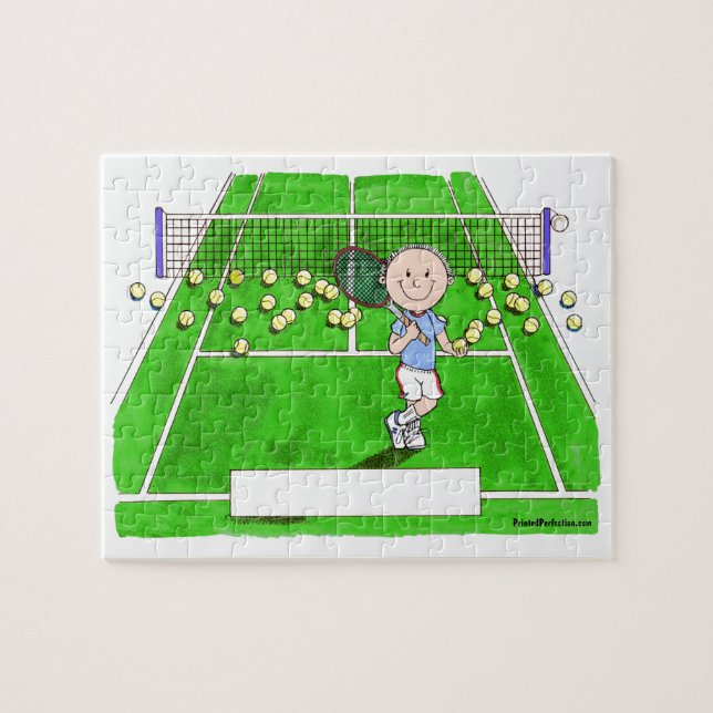 Tennis Player, Male - Personalised Cartoon Jigsaw Puzzle (Horizontal)