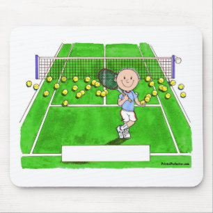 Tennis Player, Male - Personalised Cartoon Mouse Mat