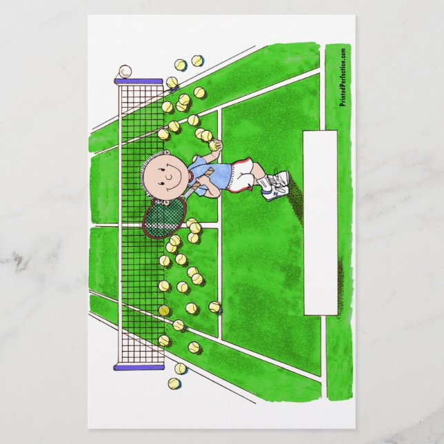 Tennis Player, Male - Personalised Cartoon Stationery (Front)