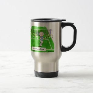 Tennis Player, Male - Personalised Cartoon Travel Mug