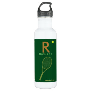 tennis player name and initial personalised 710 ml water bottle