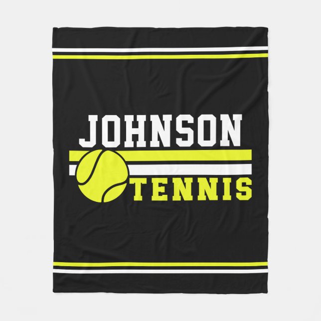 Tennis Player NAME Ball Game Court Personalised Fleece Blanket (Front)