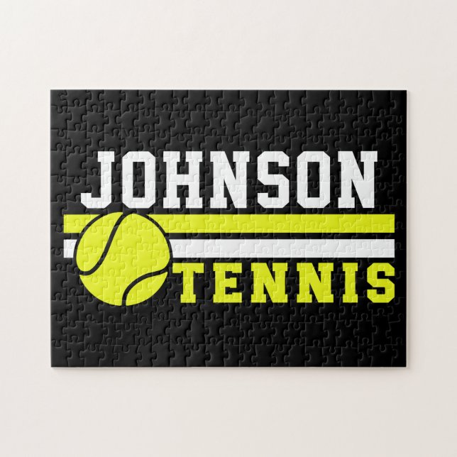 Tennis Player NAME Ball Game Court Personalised Jigsaw Puzzle (Horizontal)