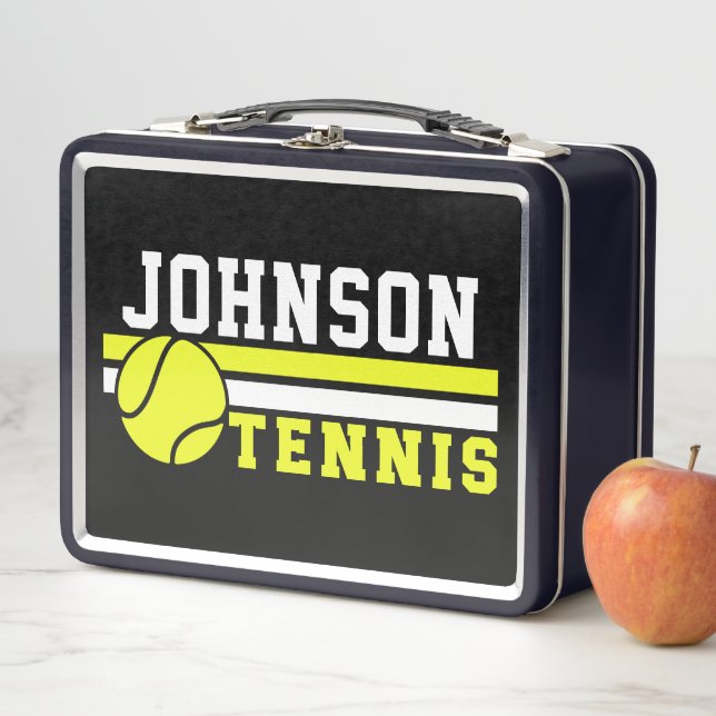 Tennis Player NAME Ball Game Court Personalised Metal Lunch Box (In Situ)