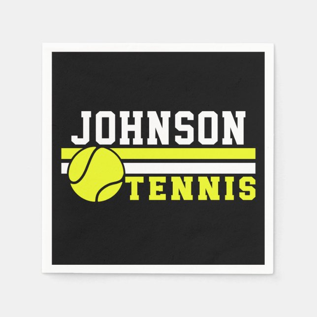 Tennis Player NAME Ball Game Court Personalised Napkin (Front)