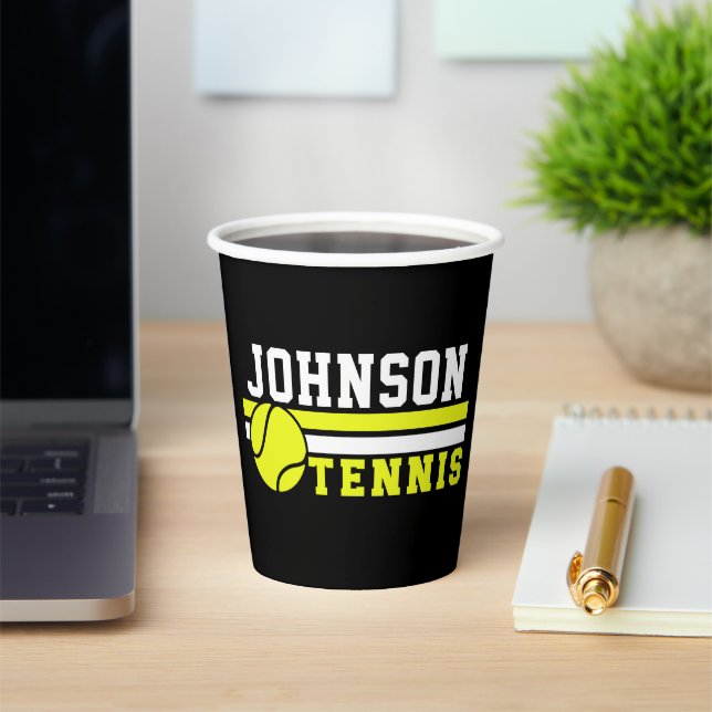 Tennis Player NAME Ball Game Court Personalised Paper Cups (Insitu)