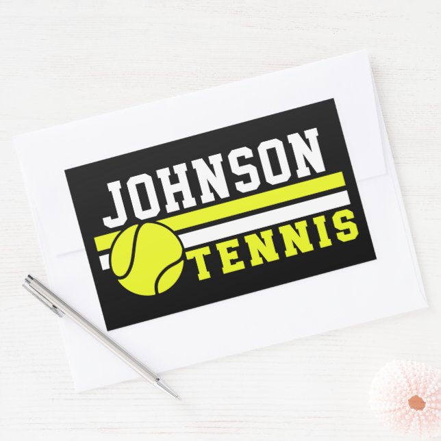 Tennis Player NAME Ball Game Court Personalised Rectangular Sticker (Envelope)
