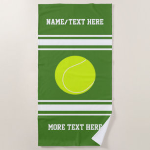 Tennis Player Name Team Club Name Custom Colour Beach Towel