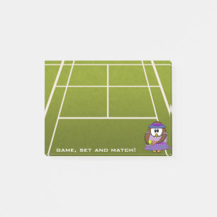 tennis player owl - girl post-it notes