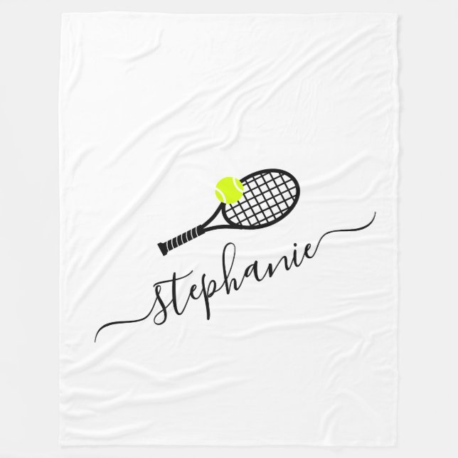 Tennis Player Personalised Monogram Cosy Bed Fleece Blanket (Front)