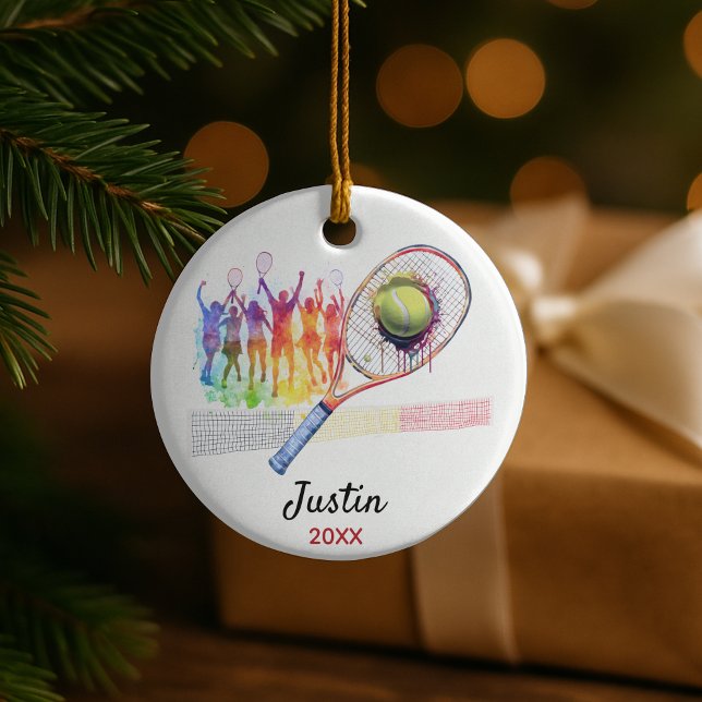 Tennis player racquet personalised ceramic tree decoration (Creator Uploaded)