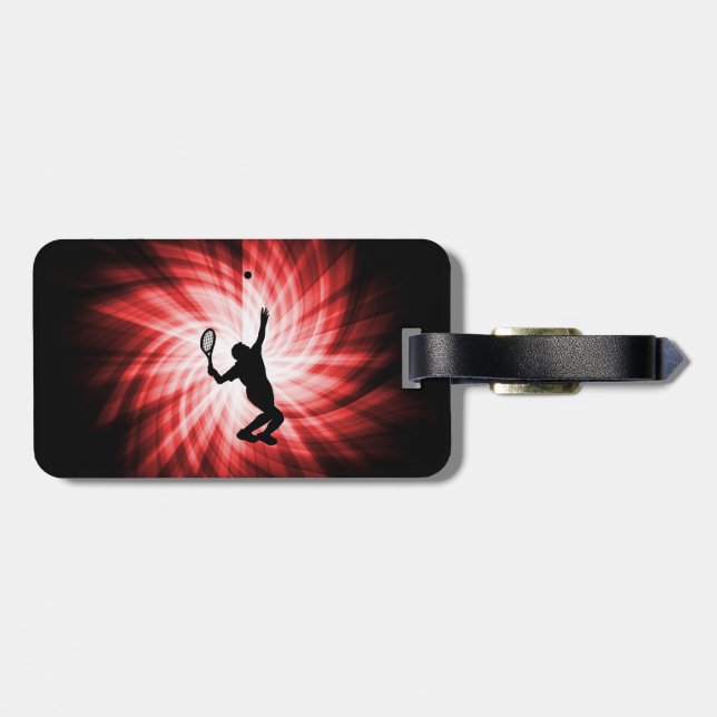 Tennis Player; Red Luggage Tag (Back Horizontal)