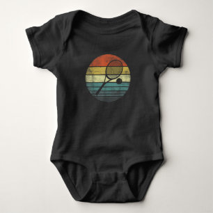 Tennis Player Retro Sunset Tennis Racquet & Ball Baby Bodysuit