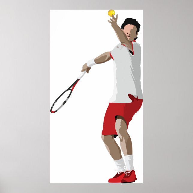 Tennis Player Serving Poster (Front)