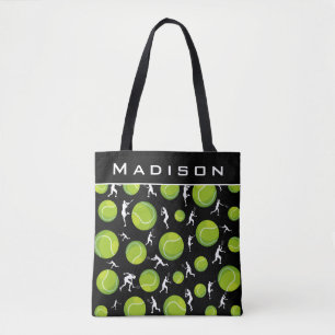 Tennis Player Silhouette Pattern Add Coach Name Tote Bag