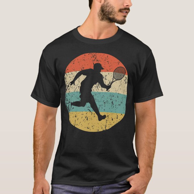 Tennis Player Silhouette Retro fun funny tennis me T-Shirt (Front)