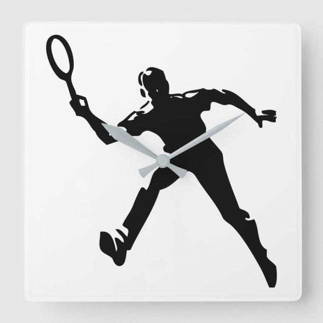 Tennis Player Square Wall Clock (Front)