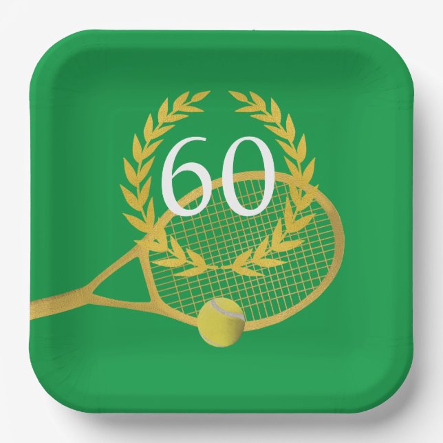 Tennis Player Theme Birthday  Paper Plate (Front)