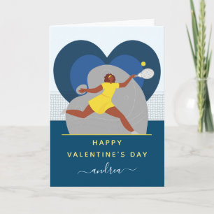Tennis Player Valentine's Day Girl on the Court Card