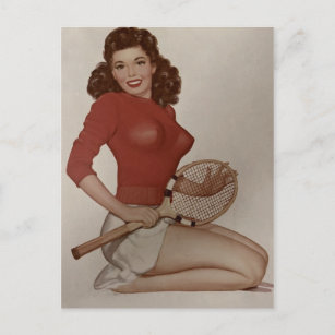 Tennis Player Vintage pin up girl art Postcard