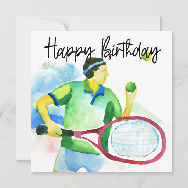 Tennis Player watercolor Card (Front)