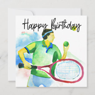 Tennis Player watercolor Card