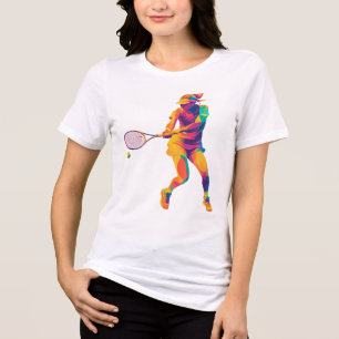 Tennis Player Watercolor Splash Colorful Tennis Tri-Blend Shirt