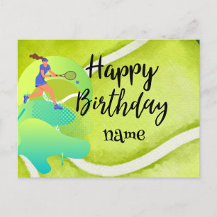 Tennis Player with racket and ball Birthday   Postcard
