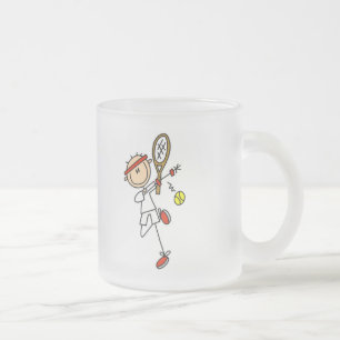 Tennis Player with Racquet Tshirts and Gifts Frosted Glass Coffee Mug