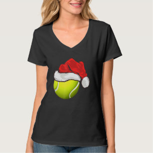 Tennis Player Xmas Santa Hat Tennis Ball Christmas T-Shirt